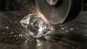 disco de amoladora angular intentando cortar un diamante