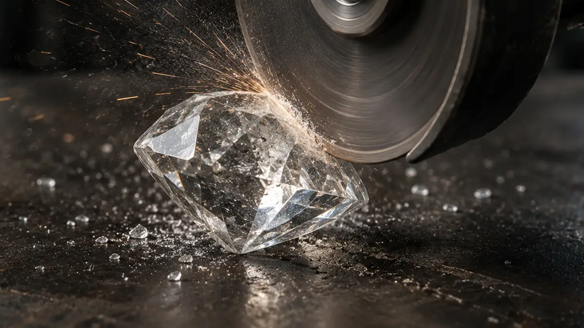 disco de amoladora angular intentando cortar un diamante