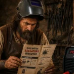 antiguo herrero aprendiendo a utilizar una soldadora inverter