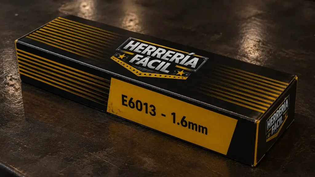 representación de caja de electrodos de 1.6 mm la medida mas fina habitualmente en herrería