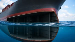 representación de buque con camara de aire en el interior que permite su flotacion