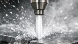 maquina de corte con agua cortando placa de metal