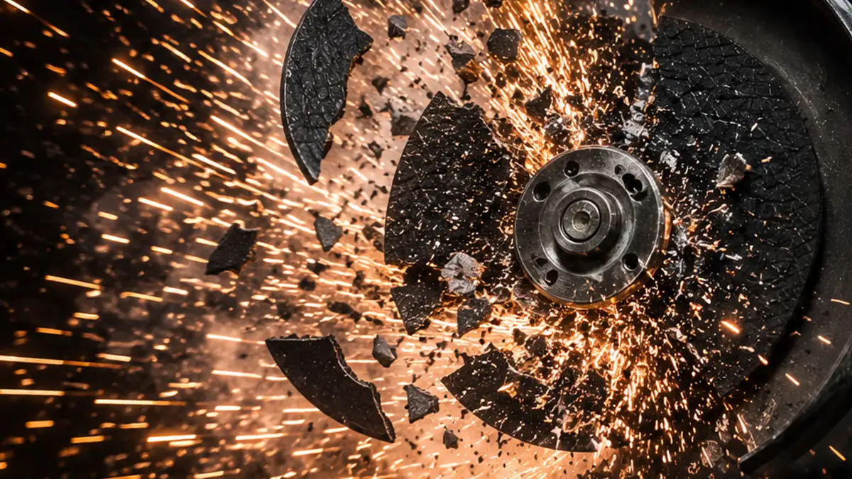 disco de amoladora explotando