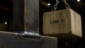 cordón de soldadura en primer plano de una estructura que esta soportando gran peso