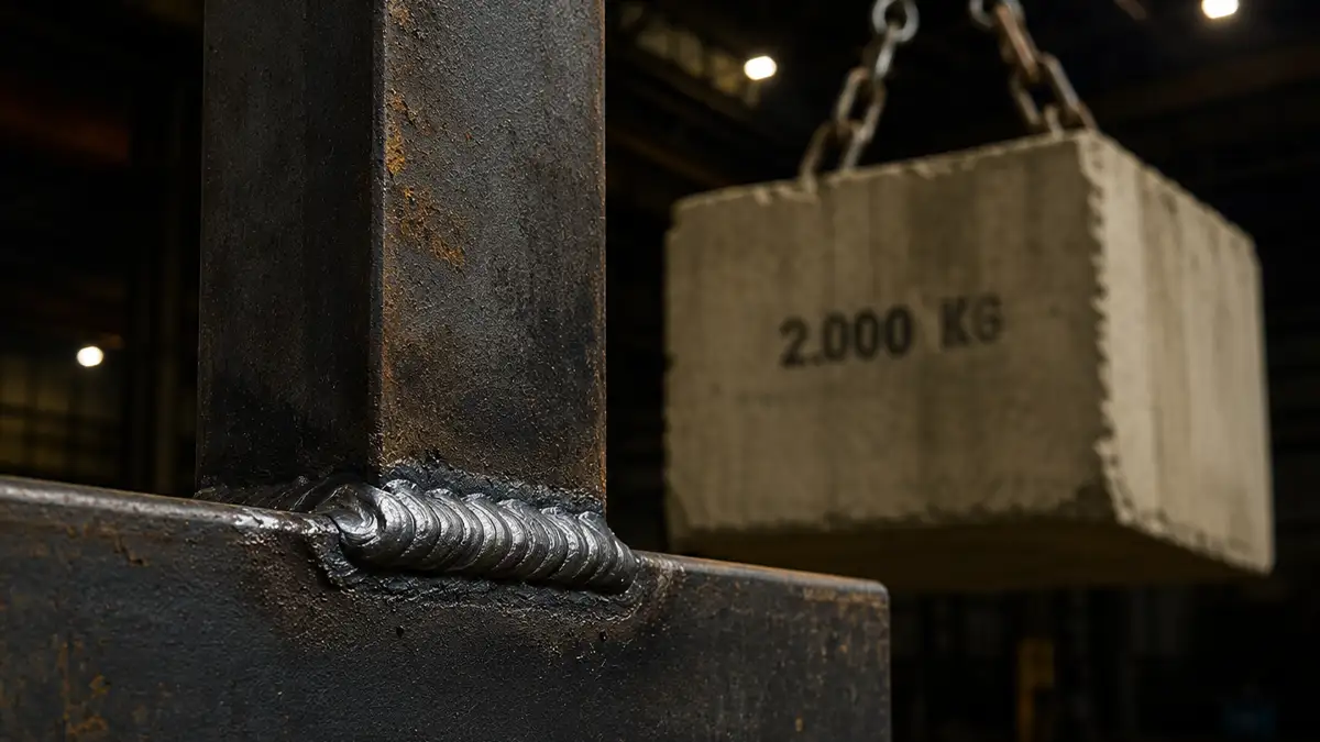 cordón de soldadura en primer plano de una estructura que esta soportando gran peso