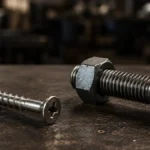 tornillos sobre una mesa del taller