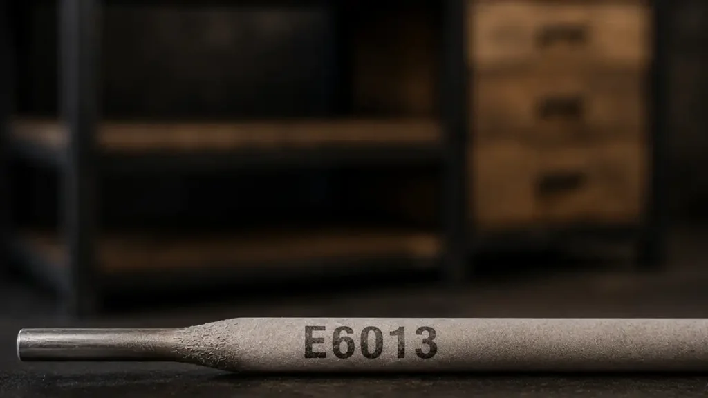 electrodo e6013 al frente al fondo un mueble con estilo industrial